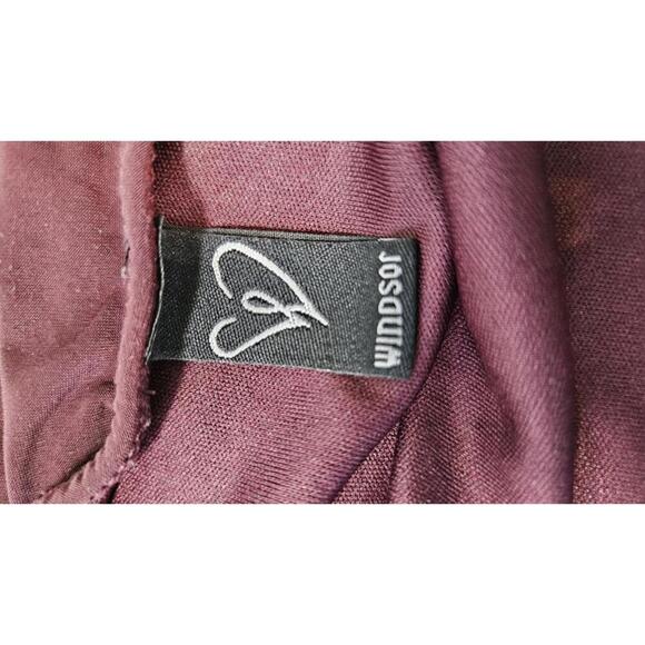 Windsor Women's Elegant Burgundy Ruched Formal Maxi Dress With Slit - Picture 4 of 7